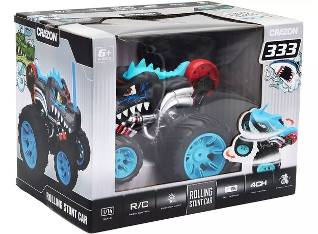 ماشین کنترلی 5 چرخ Shark Monster Truck طرح دایناسور مشکی Crazon با مقیاس 1:14, تنوع: WL22162-Black, image 8