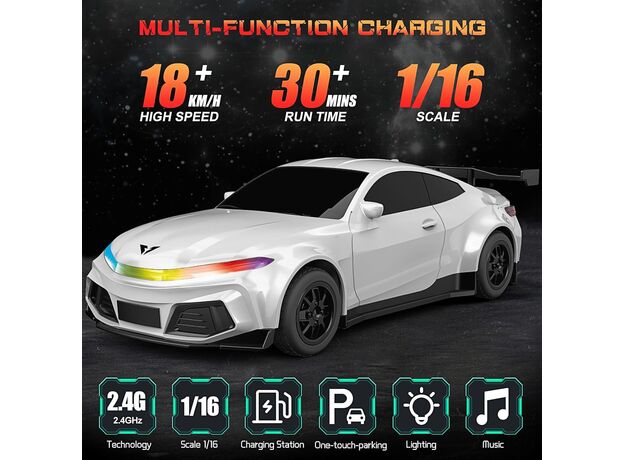 ماشین برقی کنترلی سفید Crazon به همراه ایستگاه شارژ در مقیاس 1:16, تنوع: XN24161-White, image 7