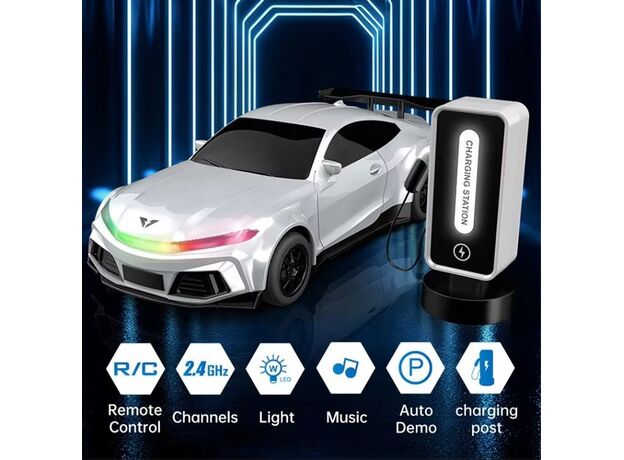 ماشین برقی کنترلی سفید Crazon به همراه ایستگاه شارژ در مقیاس 1:16, تنوع: XN24161-White, image 4