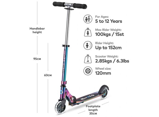 اسکوتر اسپرایت جمع شو مایکرو Micro با چرخ های چراغ دار مدل نئوکروم, image 11