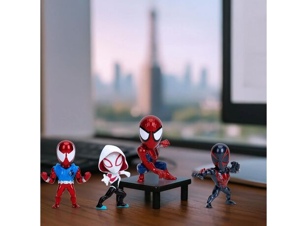 ست چهارتایی فیگورهای فلزی 6 سانتی اسپایدرمن Marvel, image 2