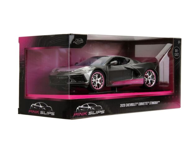 ماشین فلزی شورلت کوروت Stingray 2020 سری Pink Slips مدل مشکی و صورتی با مقیاس 1:24, image 16