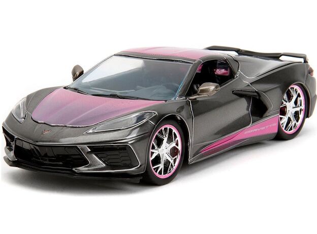 ماشین فلزی شورلت کوروت Stingray 2020 سری Pink Slips مدل مشکی و صورتی با مقیاس 1:24, image 3