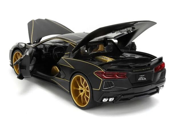 ماشین فلزی شورلت کوروت Stingray 2020 سری Pink Slips مدل مشکی با مقیاس 1:24, image 8