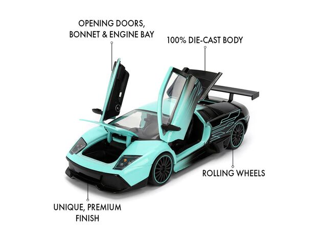 ماشین فلزی لامبورگینی مورسیه لاگو LP640 سری Pink Slips مدل فیروزه ای با مقیاس 1:24, image 3