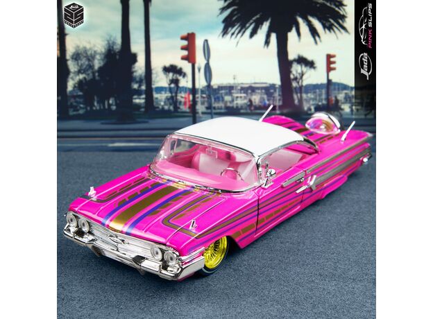ماشین فلزی شورلت ایمپالا سری Pink Slips مدل صورتی با مقیاس 1:24, image 2