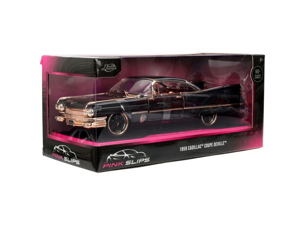 ماشین فلزی کادیلاک کوپه دویل 1959 سری Pink Slips مدل مشکی با مقیاس 1:24, image 11