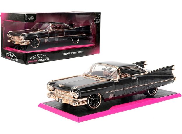 ماشین فلزی کادیلاک کوپه دویل 1959 سری Pink Slips مدل مشکی با مقیاس 1:24, image 
