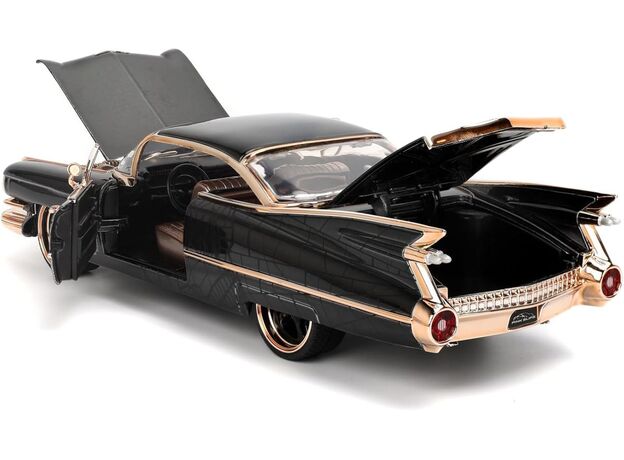 ماشین فلزی کادیلاک کوپه دویل 1959 سری Pink Slips مدل مشکی با مقیاس 1:24, image 6