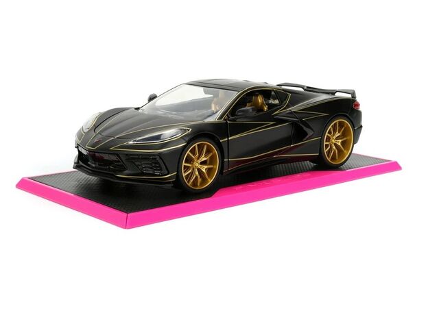 ماشین فلزی شورلت کوروت Stingray 2020 سری Pink Slips مدل مشکی با مقیاس 1:24, image 2