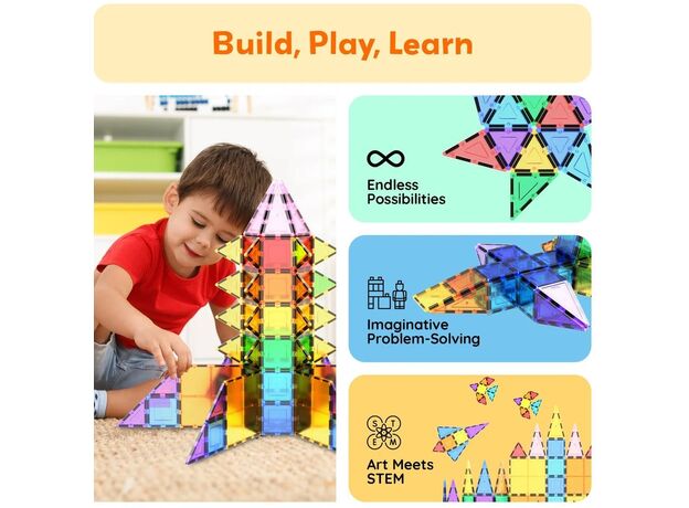 ست 61 عددی بلاک های ساختنی مغناطیسی سری کلاسیک Picasso Tiles, image 3