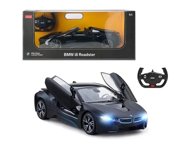 ماشین کنترلی بی ام و i8 Roadster مشکی راستار با مقیاس 1:12, image 
