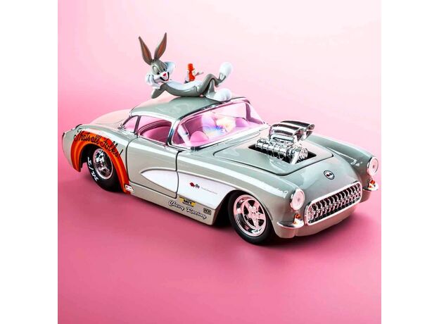 ماشین فلزی 1957 Chevrolet Corvette و فیگور فلزی باگزبانی با مقیاس 1:24, image 2