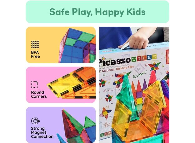 ست 100 عددی بلاک های ساختنی مغناطیسی سری کلاسیک Picasso Tiles, image 4