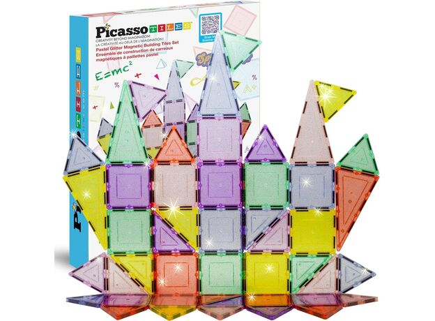 ست 48 عددی بلاک های ساختنی مغناطیسی سری درخشان Picasso Tiles, image 