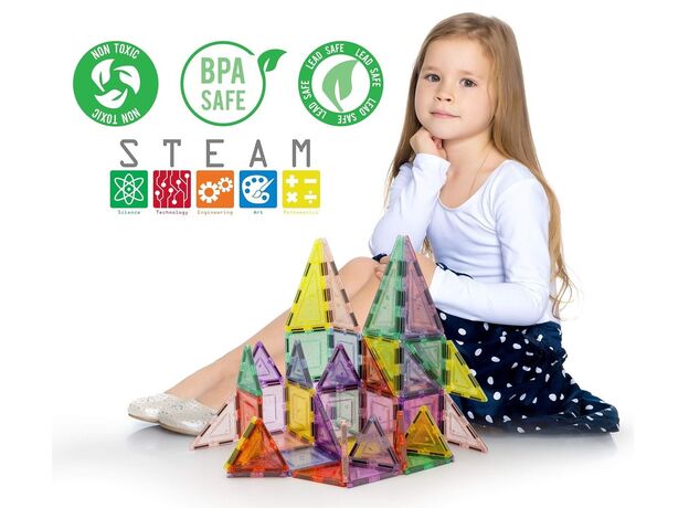 ست 48 عددی بلاک های ساختنی مغناطیسی سری درخشان Picasso Tiles, image 3