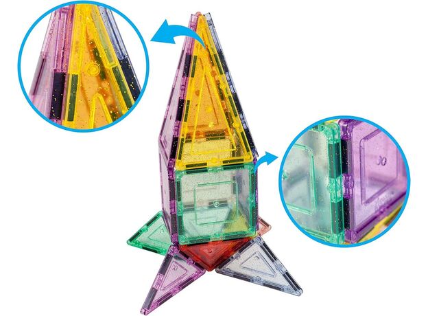 ست 48 عددی بلاک های ساختنی مغناطیسی سری درخشان Picasso Tiles, image 6