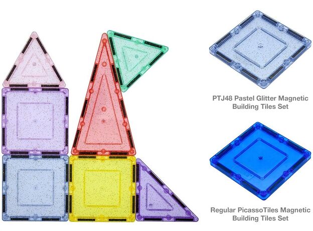 ست 48 عددی بلاک های ساختنی مغناطیسی سری درخشان Picasso Tiles, image 7