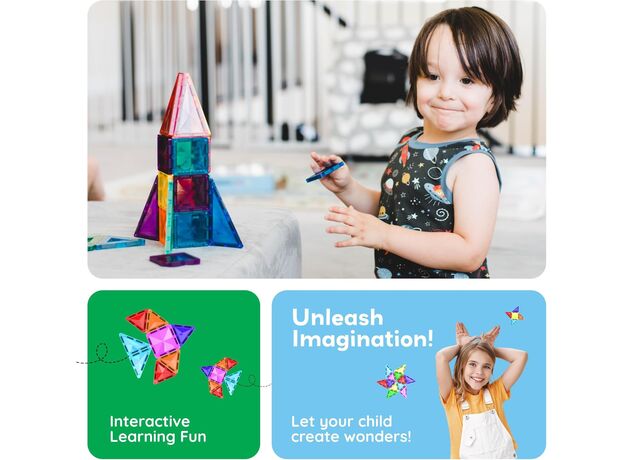 ست 60 عددی بلاک های ساختنی مغناطیسی سری مینی Picasso Tiles, image 2