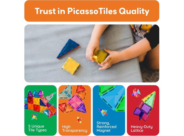 ست 60 عددی بلاک های ساختنی مغناطیسی سری مینی Picasso Tiles, image 4