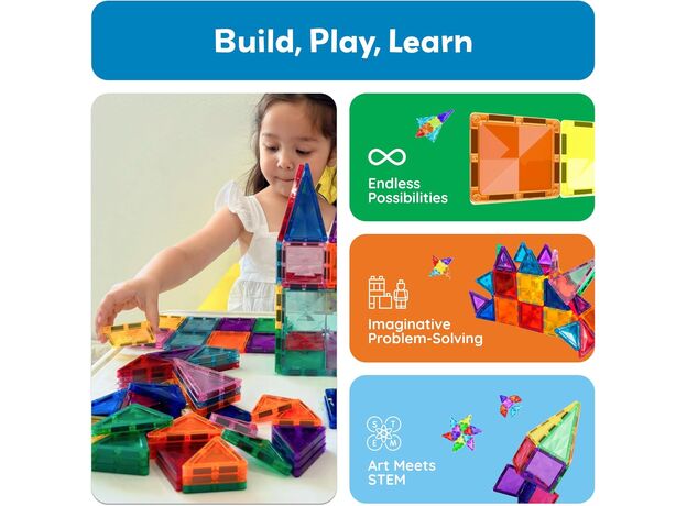 ست 60 عددی بلاک های ساختنی مغناطیسی سری مینی Picasso Tiles, image 5