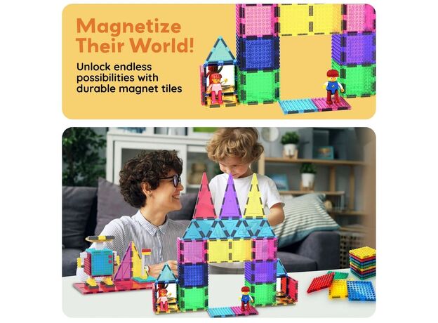 ست 63 عددی بلاک های ساختنی مغناطیسی سری STEM آموزشی Picasso Tile, image 6