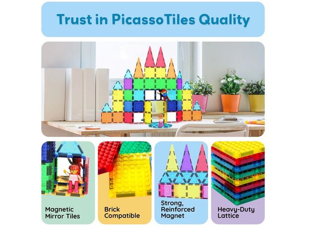 ست 63 عددی بلاک های ساختنی مغناطیسی سری STEM آموزشی Picasso Tile, image 7