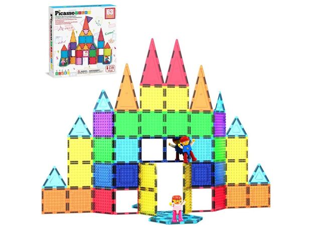 ست 63 عددی بلاک های ساختنی مغناطیسی سری STEM آموزشی Picasso Tile, image 8
