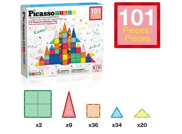 ست 101 عددی بلاک های ساختنی مغناطیسی سری کلاسیک Picasso Tiles, image 