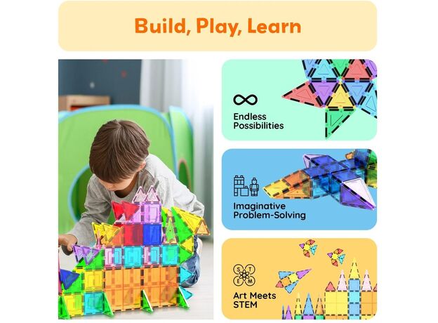 ست 101 عددی بلاک های ساختنی مغناطیسی سری کلاسیک Picasso Tiles, image 3