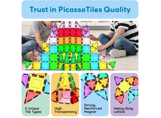 ست 101 عددی بلاک های ساختنی مغناطیسی سری کلاسیک Picasso Tiles, image 7