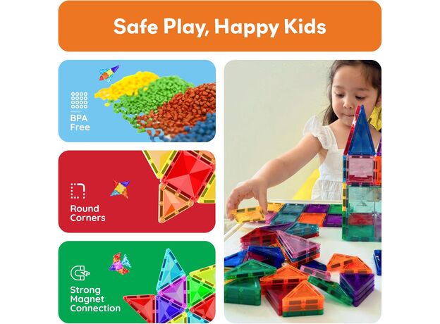 ست 80 عددی بلاک های ساختنی مغناطیسی سری مینی دایمند Picasso Tiles, image 3