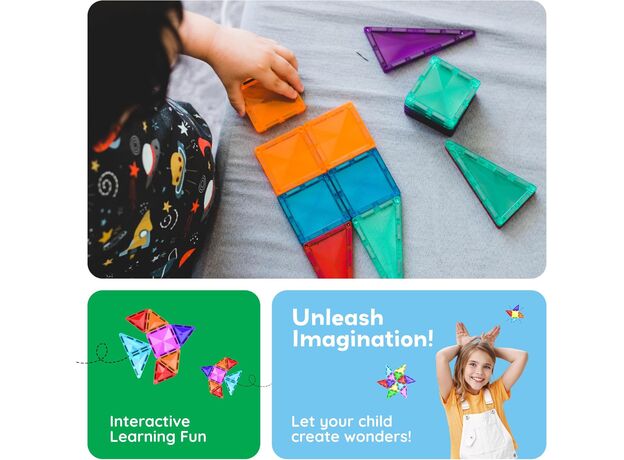 ست 80 عددی بلاک های ساختنی مغناطیسی سری مینی دایمند Picasso Tiles, image 4