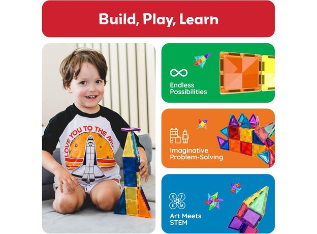 ست 80 عددی بلاک های ساختنی مغناطیسی سری مینی دایمند Picasso Tiles, image 5