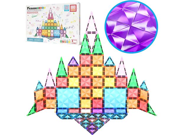 ست 80 عددی بلاک های ساختنی مغناطیسی سری مینی دایمند Picasso Tiles, image 7
