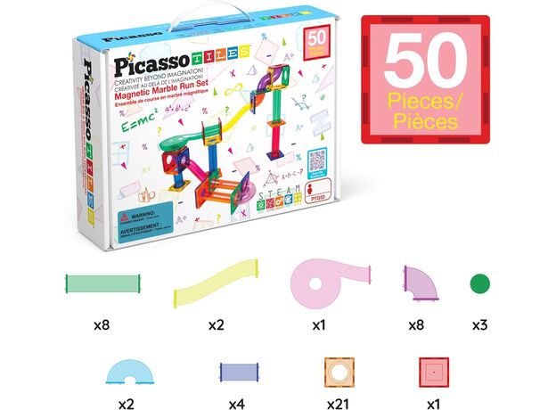 ست 50 عددی بلاک های ساختنی سری مسیر ماربل Picasso Tiles, image 