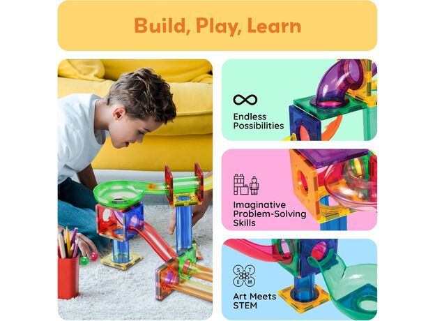 ست 50 عددی بلاک های ساختنی سری مسیر ماربل Picasso Tiles, image 2