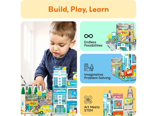 ست 50 عددی بازی مغناطیسی مترو سیتی Picasso Tiles, image 4