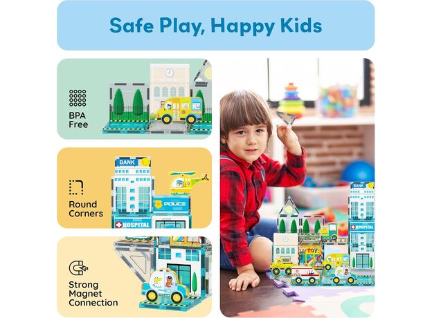 ست 50 عددی بازی مغناطیسی مترو سیتی Picasso Tiles, image 6