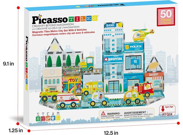 ست 50 عددی بازی مغناطیسی مترو سیتی Picasso Tiles, image 9