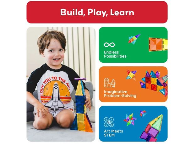 ست 40 عددی بلاک های ساختنی مغناطیسی سری مینی Picasso Tiles, image 2