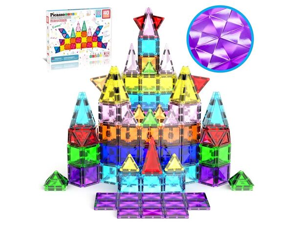 ست 40 عددی بلاک های ساختنی مغناطیسی سری مینی Picasso Tiles, image 7