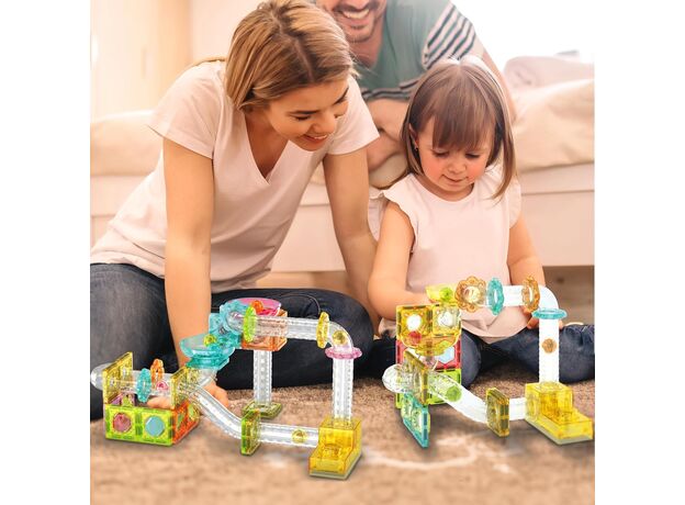 ست 80 عددی بلاک های ساختنی سری مسیر ماربل مینی به همراه لانچر Picasso Tiles, image 2