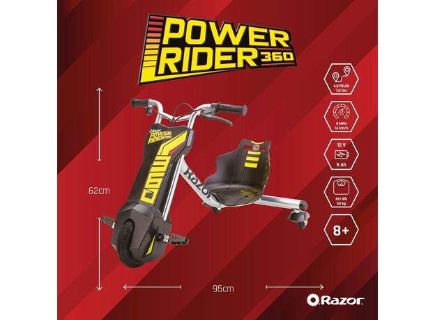 اسکوتر شارژی Power Rider مدل 360 V2 زرد, image 11