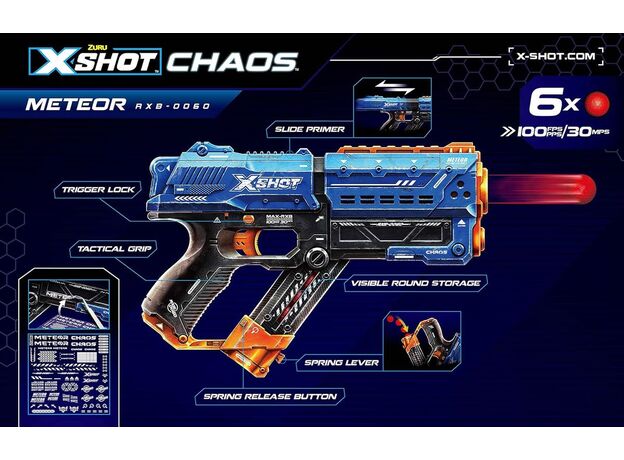 تفنگ اکس شات X-Shot Chaos مدل آبی Meteor, تنوع: 36282 - Blue, image 15