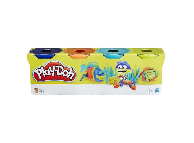 پک 4 تایی خمیربازی Play Doh (آبی پر رنگ-نارنجی-آبی کم رنگ-زرد), تنوع: B5517EU4-4 Colors Fish, image 