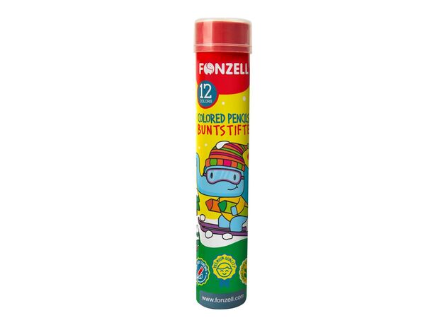 پک 12 عددی مداد رنگی با جعبه فلزی استوانه ‌ای Fonzell, image 3