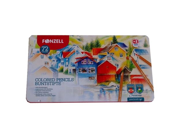 پک 72 عددی مداد رنگی خلاقانه با جعبه فلزی Fonzell مدل خانه ها, image 13