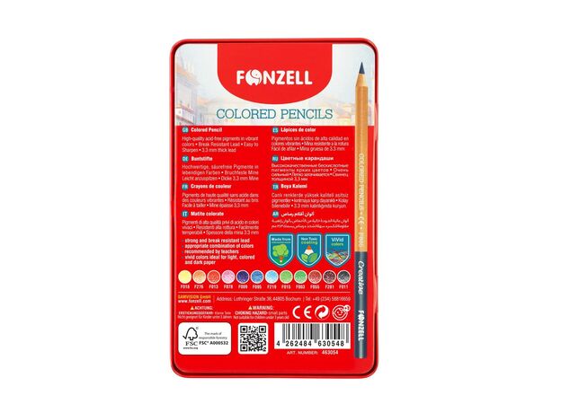 پک 12 عددی مداد رنگی خلاقانه با جعبه فلزی Fonzell مدل منظره, تنوع: 685054-Scape, image 11