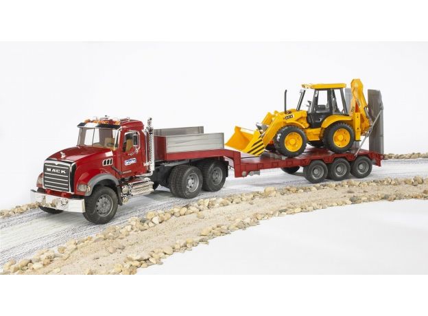 تریلی Mack و بیل مکانیکی JCB برودر Bruder, image 4